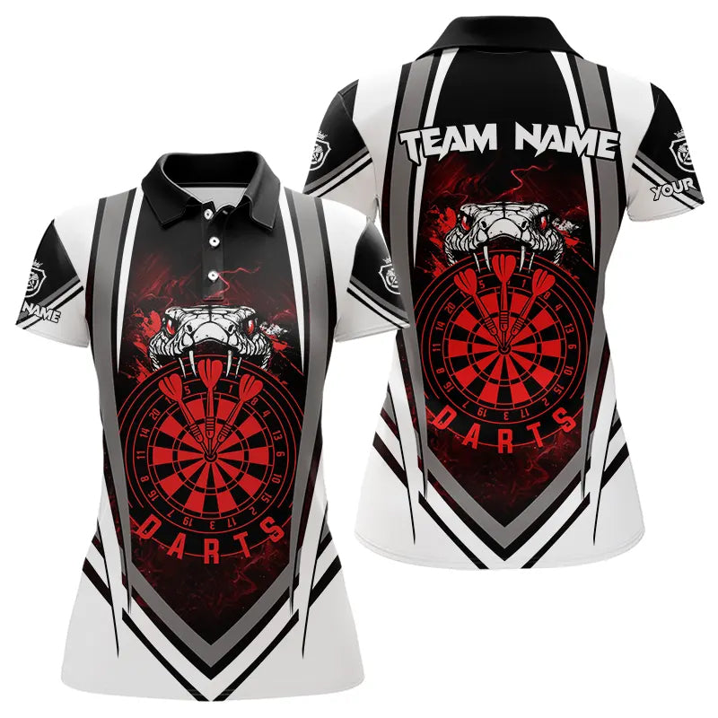 Personalized Black White Cobra Snake Dart Shirts For Women Custom Team Outfit Darts Jerseys | Red TDM3586