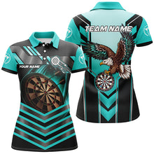 Load image into Gallery viewer, Personalized Turquoise Dartboard Light Custom Eagle Darts Shirts For Women, Darts Apparel Jerseys TDM2050