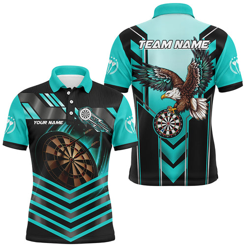 Personalized Turquoise Dartboard Light Custom Eagle Darts Shirts For Men, Darts Apparel Jerseys TDM2050