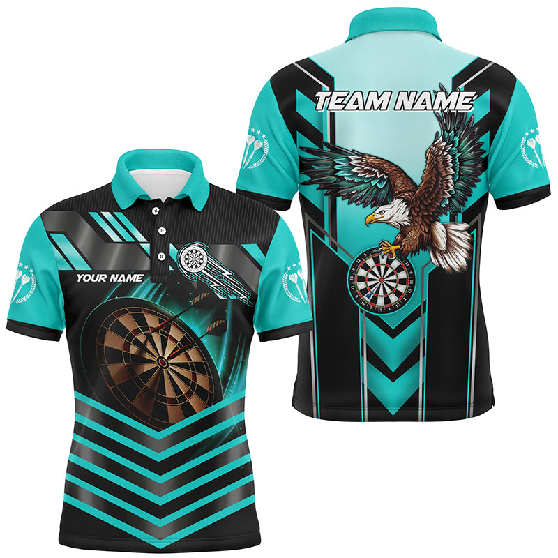 Personalized Turquoise Dartboard Light Custom Eagle Darts Shirts For Men, Darts Apparel Jerseys TDM2050