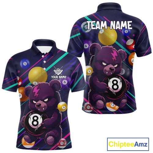 Personalized Funny Bear 8 Ball Billiard Shirt For Men Custom Billiard Jersey, Pool Team Shirts TDM5234