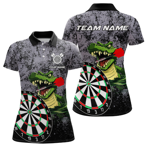 Personalized Green Funny Crocodilian Grunge Darts Shirts For Women, Darts Team Jerseys, Darts Gifts TDM3244