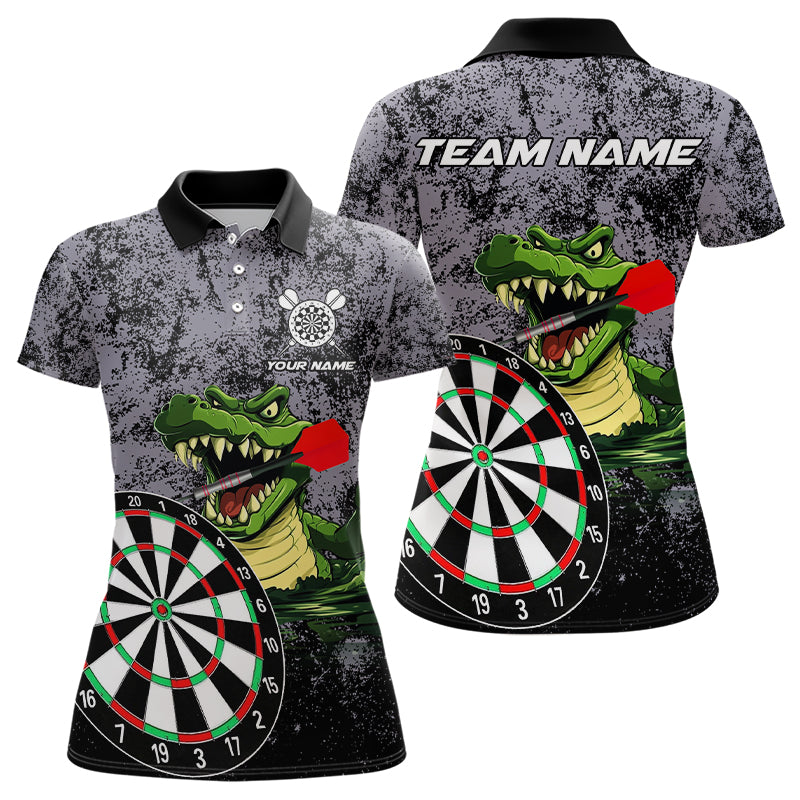 Personalized Green Funny Crocodilian Grunge Darts Shirts For Women, Darts Team Jerseys, Darts Gifts TDM3244