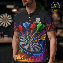 Load image into Gallery viewer, Colorful Neon Flame Darts Shirt For Men Custom Funny Darts Team Jersey Polo &amp; Quarter Zip TDM5500