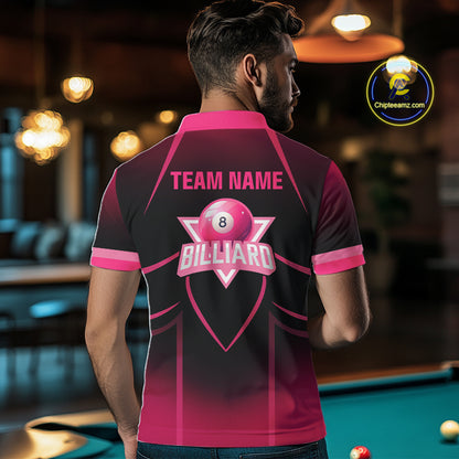 Personalized Black And Pink 8 Ball Pool Valentine Billiard Shirt For Men Custom Billiard Gifts TDM5747