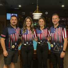 Load image into Gallery viewer, American Flag Billiard Shirt For Women Custom Patriotic Pool Team Jersey Polo &amp; 1/4 Zip |Black TDM5752