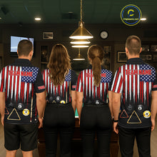 Load image into Gallery viewer, American Flag Billiard Shirt For Women Custom Patriotic Pool Team Jersey Polo &amp; 1/4 Zip |Black TDM5752