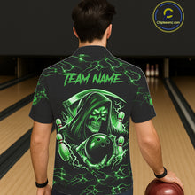 Load image into Gallery viewer, Green Grim Reaper Lightning Hawaiian Bowling Shirt For Men Women, Skull Bowling Team Jersey TDM5952