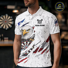 Load image into Gallery viewer, White Grunge American Flag Darts Shirt For Men Custom Patriotic Darts Team Jersey Polo &amp; 1/4 Zip TDM5958