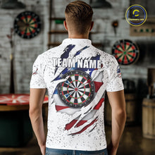 Load image into Gallery viewer, White Grunge American Flag Darts Shirt For Men Custom Patriotic Darts Team Jersey Polo &amp; 1/4 Zip TDM5958