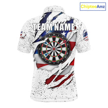 Load image into Gallery viewer, White Grunge American Flag Darts Shirt For Men Custom Patriotic Darts Team Jersey Polo &amp; 1/4 Zip TDM5958