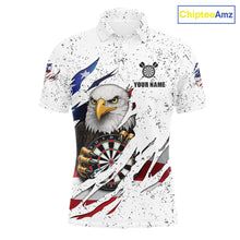 Load image into Gallery viewer, White Grunge American Flag Darts Shirt For Men Custom Patriotic Darts Team Jersey Polo &amp; 1/4 Zip TDM5958