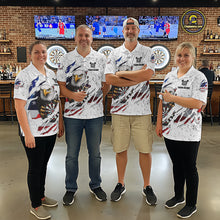 Load image into Gallery viewer, White Grunge American Flag Darts Shirt For Men Custom Patriotic Darts Team Jersey Polo &amp; 1/4 Zip TDM5958