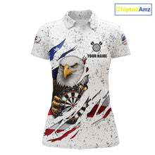 Load image into Gallery viewer, White Grunge American Flag Darts Shirt For Women Custom Patriotic Darts Team Jersey Polo &amp; 1/4 Zip TDM5958