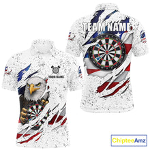Load image into Gallery viewer, White Grunge American Flag Darts Shirt For Men Custom Patriotic Darts Team Jersey Polo &amp; 1/4 Zip TDM5958