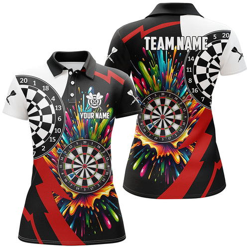 Personalized Colorful Dartboard Women Darts Polo Shirts Custom Name Unique Darts Team Jerseys TDM1268