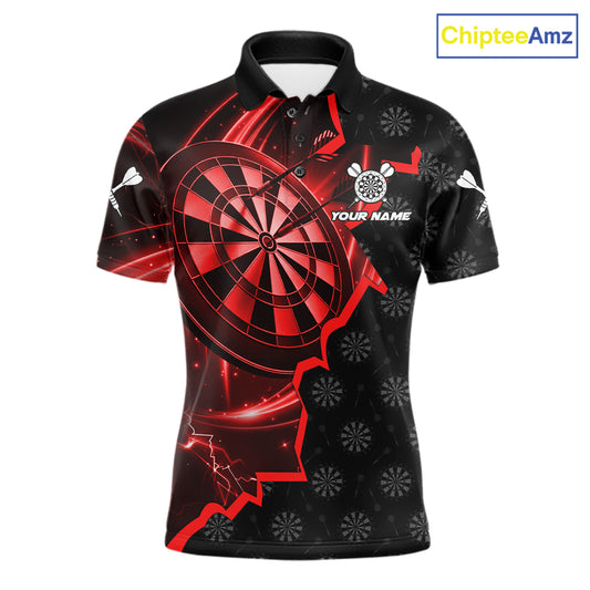 Red Dartboard Ligthning Darts Shirt For Men Custom Darts Jersey Team Polo & Quarter Zip TDM6112