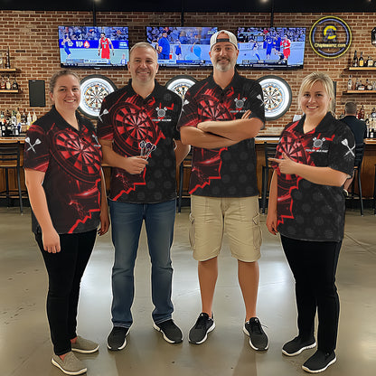Red Dartboard Ligthning Darts Shirt For Men Custom Darts Jersey Team Polo & Quarter Zip TDM6112