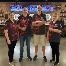 Load image into Gallery viewer, Red Dartboard Ligthning Darts Shirt For Men Custom Darts Jersey Team Polo &amp; Quarter Zip TDM6112
