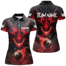 Load image into Gallery viewer, Personalized Dragon 8 Ball Fire Flame 3D Billiard Shirts For Women, Billiard League Team Jerseys |Red TDM2536