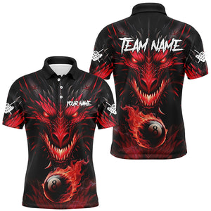 Personalized Dragon 8 Ball Fire Flame 3D Billiard Shirts For Men, Billiard League Team Jerseys |Red TDM2536