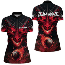 Load image into Gallery viewer, Personalized Dragon 8 Ball Fire Flame 3D Billiard Shirts For Women, Billiard League Team Jerseys |Red TDM2536