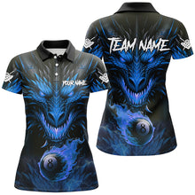 Load image into Gallery viewer, Personalized Dragon 8 Ball Fire Flame 3D Billiard Shirts For Women, Billiard League Team Jersey |Blue TDM2537