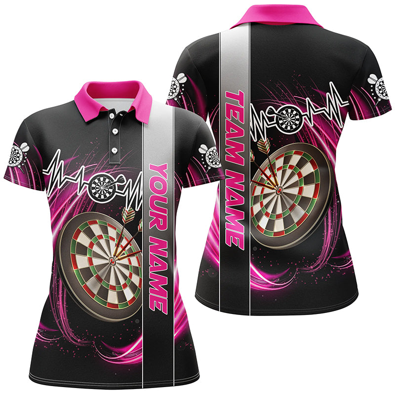 Personalized Pink Swirl Darts Board Heartbeat Line Women Dart Shirts Custom Dart Jerseys Team Uniform TDM3022