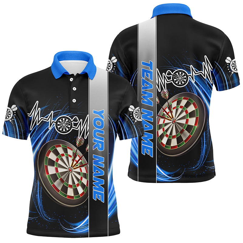 Personalized Blue Swirl Darts Board Heartbeat Line Men Dart Shirts Custom Dart Jerseys Team Uniform TDM3024