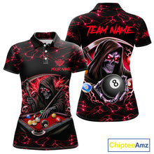 Load image into Gallery viewer, Red Funny Grim Reaper 8 Ball Pool Women Billiard Shirts Custom Billiard Jersey Team Polo &amp; 1/4 Zip TDM5241