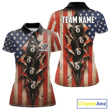 Load image into Gallery viewer, Vintage American Flag Chain 8 Ball Pool Billiard Shirt For Women Custom Patriotic Billiard Jerseys TDM5244