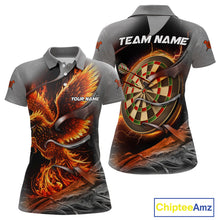 Load image into Gallery viewer, Personalized Phoenix Flame Darts Shirt For Women Custom Darts Team Jersey Polo &amp; 1/4 Zip |Orange TDM5246