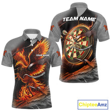 Load image into Gallery viewer, Personalized Phoenix Flame Darts Shirt For Men Custom Darts Team Jersey Polo &amp; 1/4 Zip |Orange TDM5246