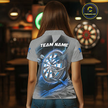 Load image into Gallery viewer, Personalized Phoenix Flame Darts Shirt For Women Custom Darts Team Jersey Polo &amp; 1/4 Zip |Blue TDM5247