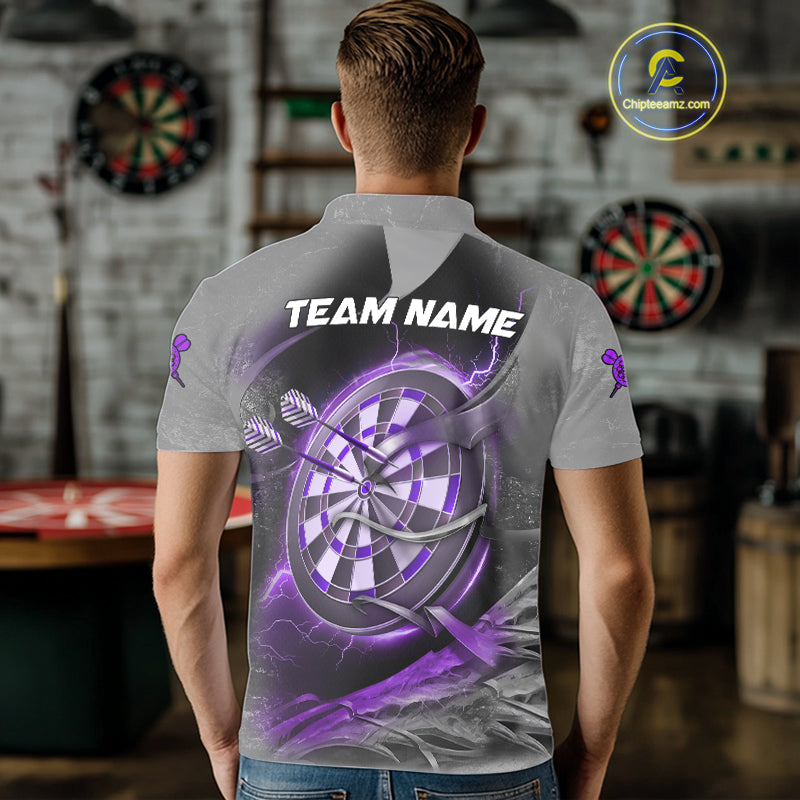 Personalized Phoenix Flame Darts Shirt For Men Custom Darts Team Jersey Polo & 1/4 Zip |Purple TDM5248