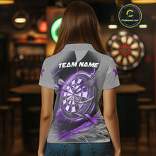 Load image into Gallery viewer, Personalized Phoenix Flame Darts Shirt For Women Custom Darts Team Jersey Polo &amp; 1/4 Zip |Purple TDM5248