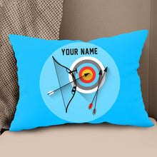 Load image into Gallery viewer, Personalized Archery Set Blue Pillow, Best Throw Pillows Archery Gifts TDM0763