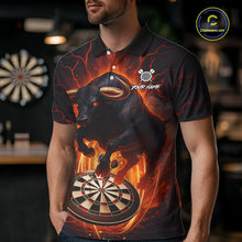 Load image into Gallery viewer, Personalized Bull Fire Darts Shirt For Men Custom Darts Jersey Team Polo &amp; 1/4 Zip | Orange TDM5506