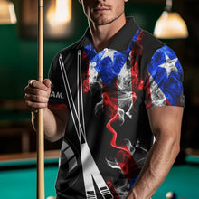 Load image into Gallery viewer, Smoke Puerto Rico US Flag Custom Billiard Shirt For Men, Patriotic 8 Ball Pool Team Jersey TDM3450