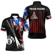 Load image into Gallery viewer, Smoke Puerto Rico US Flag Custom Billiard Shirt For Men, Patriotic 8 Ball Pool Team Jersey TDM3450