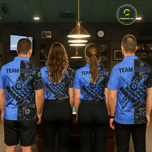 Load image into Gallery viewer, Custom Grunge Black And Blue 8 Ball Billiard Shirt For Men, Pool Team Jersey Polo &amp; 1/4 Zip TDM5962