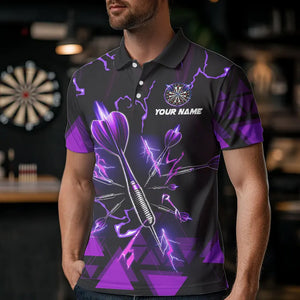 Purple Darts Arrow Thunder Lightning Dart Shirts For Men Custom Dart Team Jerseys Polo & 1/4 Zip TDM3764