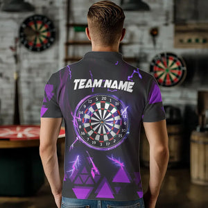 Purple Darts Arrow Thunder Lightning Dart Shirts For Men Custom Dart Team Jerseys Polo & 1/4 Zip TDM3764