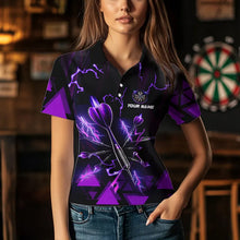 Load image into Gallery viewer, Purple Darts Arrow Thunder Lightning Dart Shirts For Women Custom Dart Team Jerseys Polo &amp; 1/4 Zip TDM3764