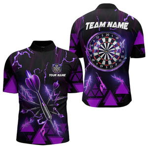 Purple Darts Arrow Thunder Lightning Dart Shirts For Men Custom Dart Team Jerseys Polo & 1/4 Zip TDM3764