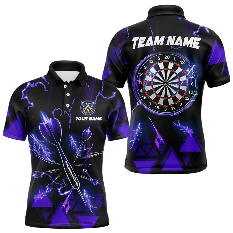 Blue Darts Arrow Thunder Lightning Dart Shirts For Men Custom Dart Team Jerseys Polo & 1/4 Zip TDM3765