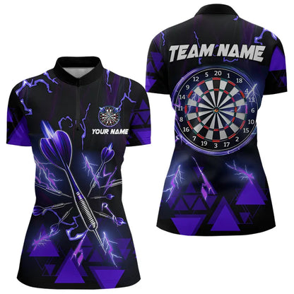 Blue Darts Arrow Thunder Lightning Dart Shirts For Women Custom Dart Team Jerseys Polo & 1/4 Zip TDM3765