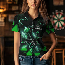 Load image into Gallery viewer, Green Darts Arrow Thunder Lightning Dart Shirts For Women Custom Dart Team Jerseys Polo &amp; 1/4 Zip TDM3766