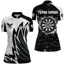 Load image into Gallery viewer, Custom Grunge Black White Dartboard Women Darts Shirts Custom Unique Darts Team Jerseys TDM1640