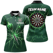 Load image into Gallery viewer, Turquoise Darts Thunder Lightning 3D Dart Polo &amp; Quarter Zip Custom Dart Shirts For Women Dart Jersey TDM3032